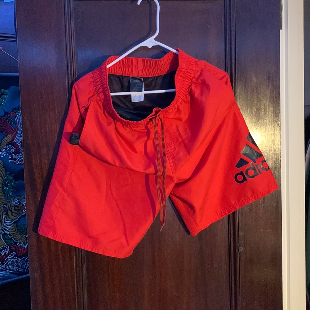 Red Adidas Swim shorts